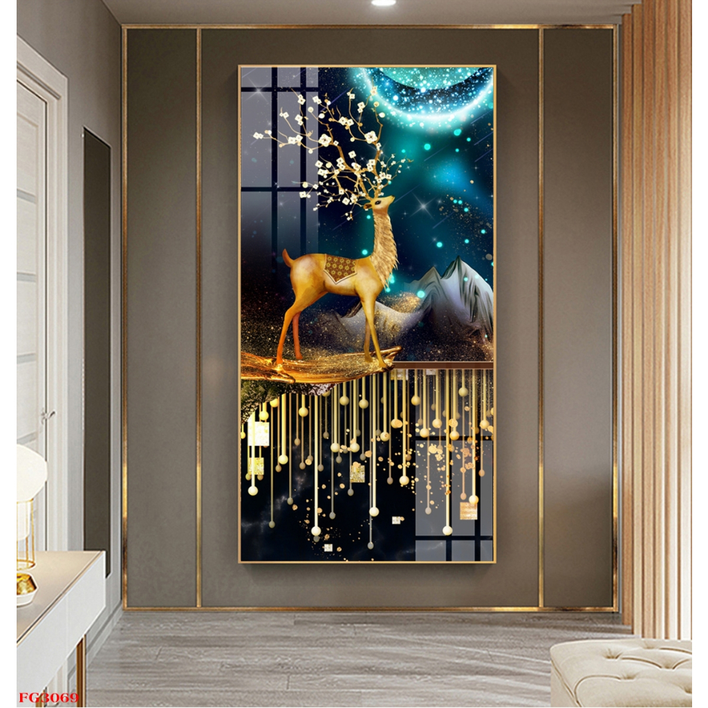 Tranh Tráng Gương Chủ Đề Hươu Hiện Đại Sang Trọng