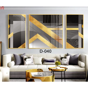 Bộ 3 Tranh Tráng Gương Trừu Tượng Hiện Đại / Lá Bạch Quả, Cửu Ngư May Mắn Xưởng Giá Rẻ