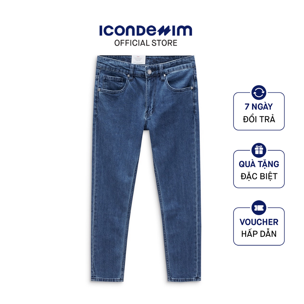 Quần Jeans Nam Trơn ICONDENIM Slim Fit Blue Wash QJID0096