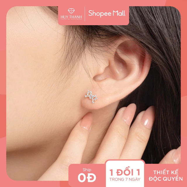 Bông Tai Nữ Vàng Tây Họa Tiết Hình Nơ Xinh Xắn Đính Đá CZ Cao Cấp Lấp Lánh BT431 Huy Thanh Jewelry