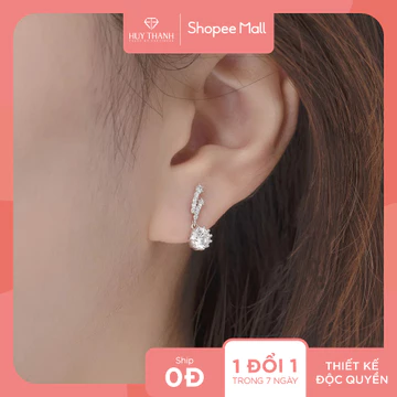 Bông Tai Nữ Vàng Tây Rơi Họa Tiết Đơn Giản Đính Đá CZ Cao Cấp Lấp Lánh BTPTB316 Huy Thanh Jewelry
