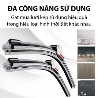 Cần gạt mưa LƯỠI KÉP silicon cao cấp cho xe TOYOTA FORTUNER, thanh gạt kính nước mưa xe hơi 2 lưỡi khung mềm