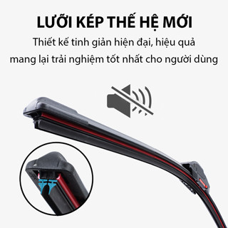 Cần gạt mưa LƯỠI KÉP silicon cao cấp cho xe TOYOTA FORTUNER, thanh gạt kính nước mưa xe hơi 2 lưỡi khung mềm