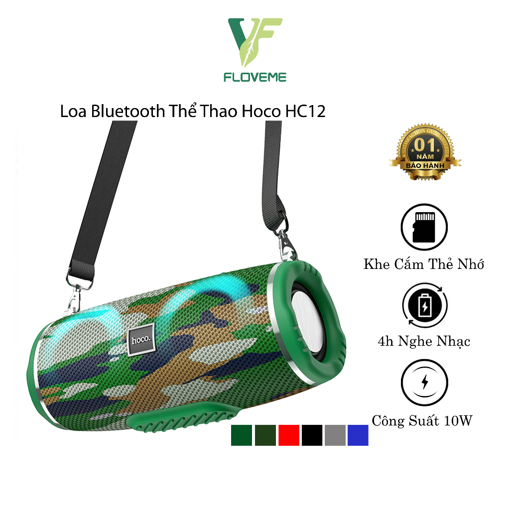 Loa Bluetooth Hoco HC12, Nhỏ Gọn, Âm Thanh Mạnh Mẽ , Đèn Led Sống Động ...