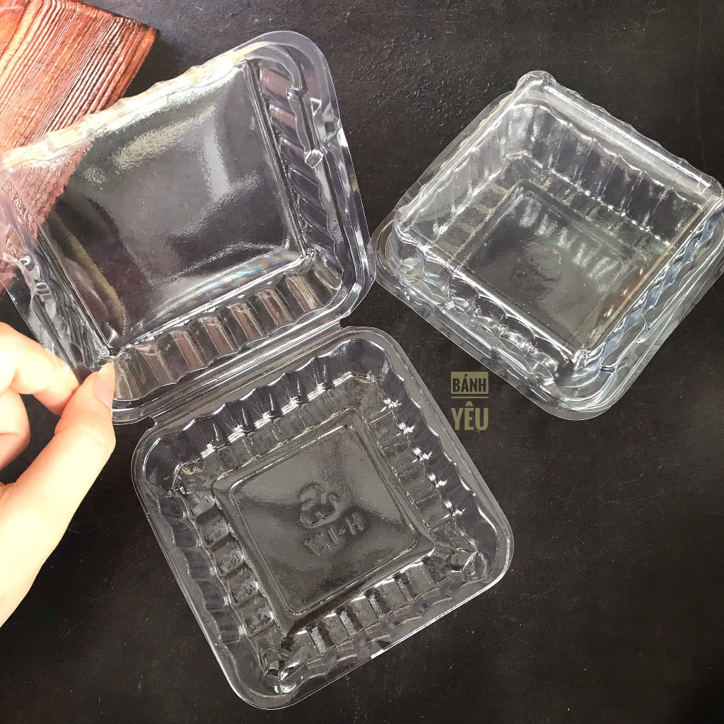 Hộp nhựa gập Vuông đựng bánh rau câu/trung thu H127 -BB96