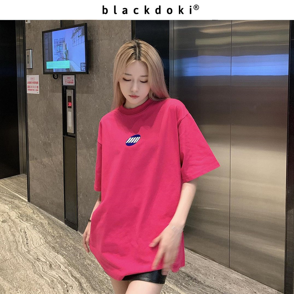 Áo thun nữ BLACKDOKI-BASIC LOGO , áo phông form rộng tay lỡ cá tính chất cotton dày dặn oversize hiện đại