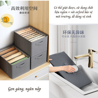 Hộp Vải Đựng Quần Áo Chia Ngăn Khung Cứng, Khay Đựng Quần Áo Đồ Lót Chia Ngăn Gọn Gàng 88394 mienphivanchuyen199k