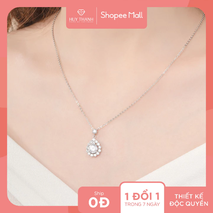 Dây Chuyền Vàng Tây 14K Đính Đá CZ Cao Cấp Lấp Lánh DCPTB318 Huy Thanh Jewelry