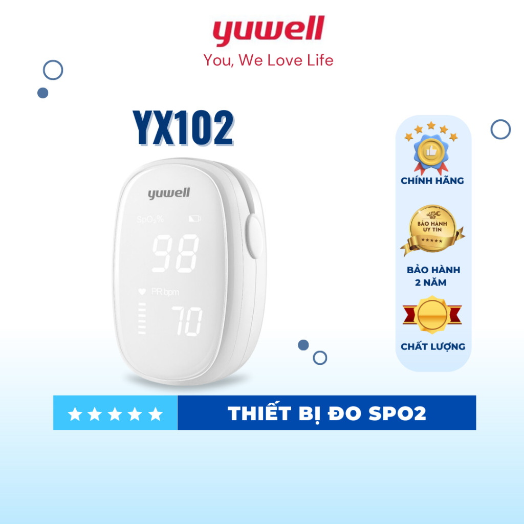Máy đo oxy đầu ngón tay màn hình OLED Spo2 Yuwell YX102 và cảm biến tốc ...
