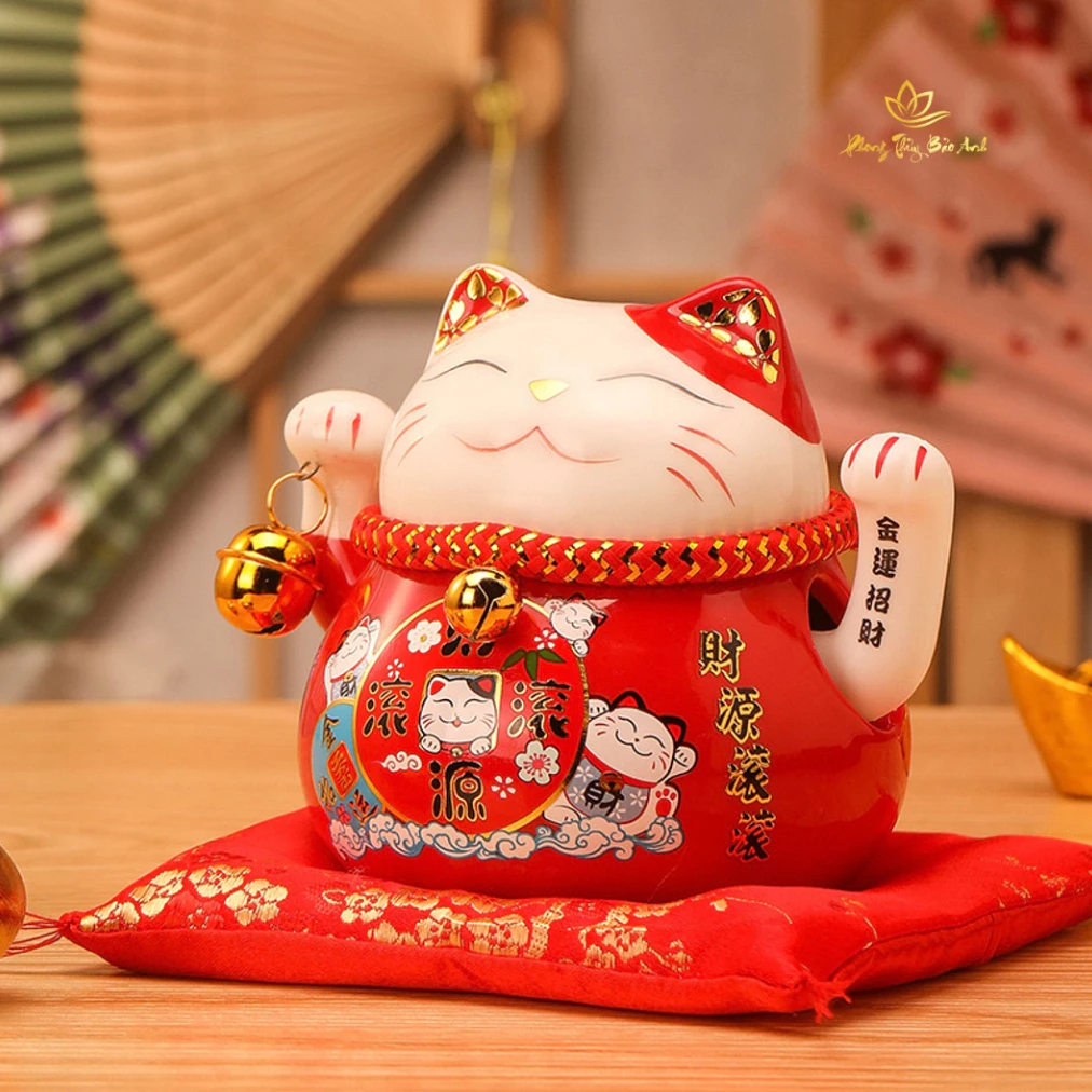 Mèo Vẫy Bằng Pin - Mèo Thần Tài Maneki Neko Kêu Gọi Khách Hũ Tiết Kiệm Trang Trí Nhà Cửa Quà Tặng Khai Trương