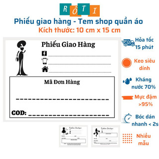 50 Phiếu giao hàng có keo sẵn, tem ghi vận đơn có sẵn keo dán kích thước to 10x15cm