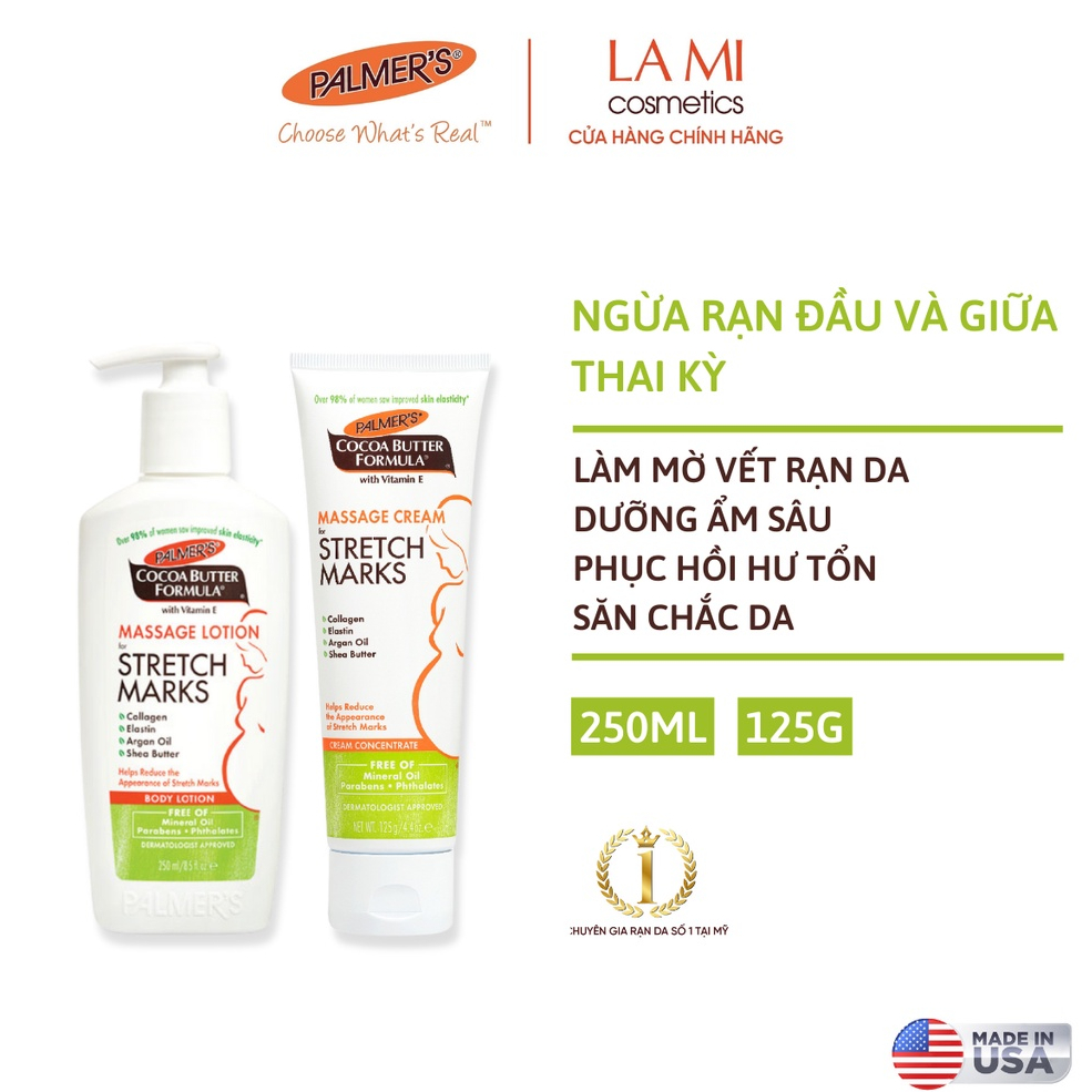 Ảnh COMBO Ngăn ngừa rạn cho mẹ bầu ĐẦU và GIỮA thai kỳ Palmer's (Kem rạn 125g và Lotion rạn 250ml) 1