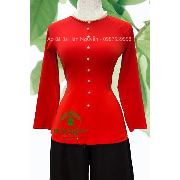 Hân Nguyễn Áo Bà Ba - B.A25 - ÁO BÀ BA LỤA TRƠN TẮM Ý DÂY KÉO + QUẦN ĐEN