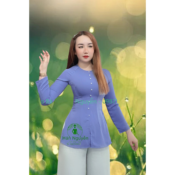 Hân Nguyễn Áo Bà Ba - B.A25 - ÁO BÀ BA LỤA TRƠN TẮM Ý DÂY KÉO + QUẦN TRẮNG