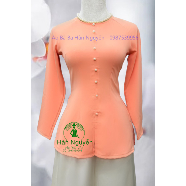 Hân Nguyễn Áo Bà Ba - B.A25 - ÁO BÀ BA LỤA TRƠN TẮM Ý DÂY KÉO + QUẦN TRẮNG