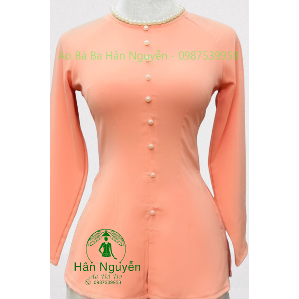 Hân Nguyễn Áo Bà Ba - B.A25 - Áo Bà Ba Hân Nguyễn Lụa Trơn Tầm Ý Dây Kéo ( Áo Lẽ )