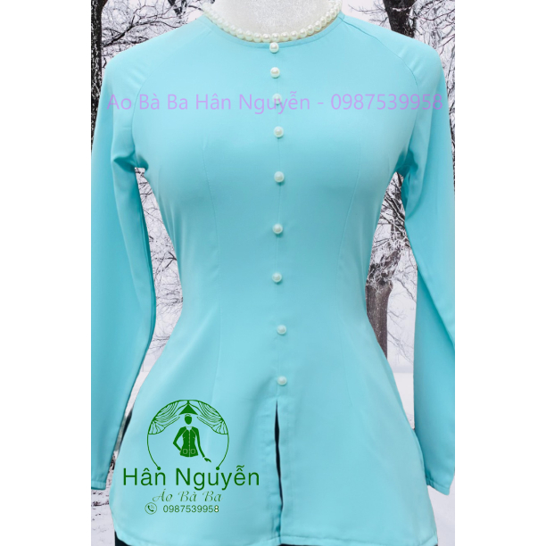 Hân Nguyễn Áo Bà Ba - B.A25 - Áo Bà Ba Hân Nguyễn Lụa Trơn Tầm Ý Dây Kéo ( Áo Lẽ )