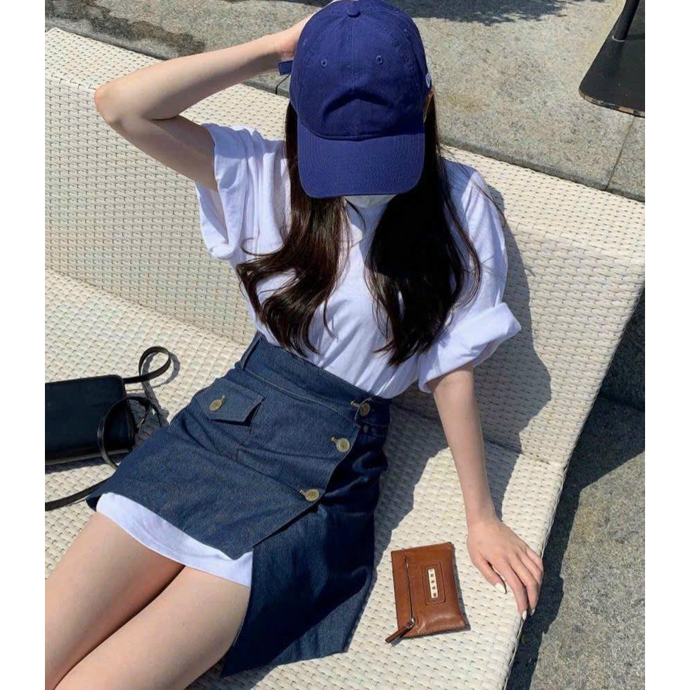 🌷 SET ÁO THUN TRẮNG & CV JEAN NÚT⚡HỎA TỐC⚡ MEOINDAHOUSE
