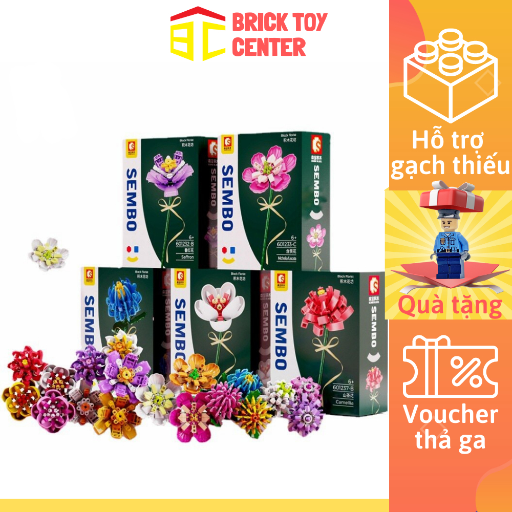 Cành hoa hồng hoa hướng dương hoa tulip decor trang trí bàn làm việc nhà cửa quà tặng 8/3 20/10 đồ chơi lắp ráp mô hình