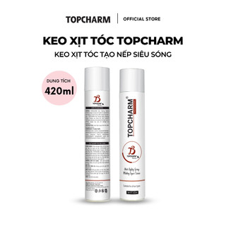 Keo xịt tóc tạo nếp siêu sóng TOPCHARM 420ml Gôm xịt tóc giữ nếp lâu độ phồng tự nhiên không bết