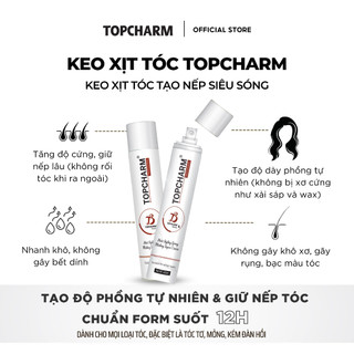 Keo xịt tóc tạo nếp siêu sóng TOPCHARM 420ml Gôm xịt tóc giữ nếp lâu độ phồng tự nhiên không bết