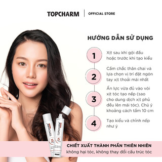 Keo xịt tóc tạo nếp siêu sóng TOPCHARM 420ml Gôm xịt tóc giữ nếp lâu độ phồng tự nhiên không bết