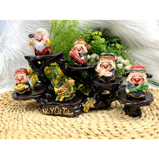 Bộ Ngũ Công Thần Tài và  Long Quy Cõng Vàng tọa đế Như Ý Cát Tường