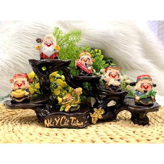 Bộ Ngũ Công Thần Tài và  Long Quy Cõng Vàng tọa đế Như Ý Cát Tường
