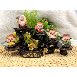 Bộ Ngũ Công Thần Tài và  Long Quy Cõng Vàng tọa đế Như Ý Cát Tường
