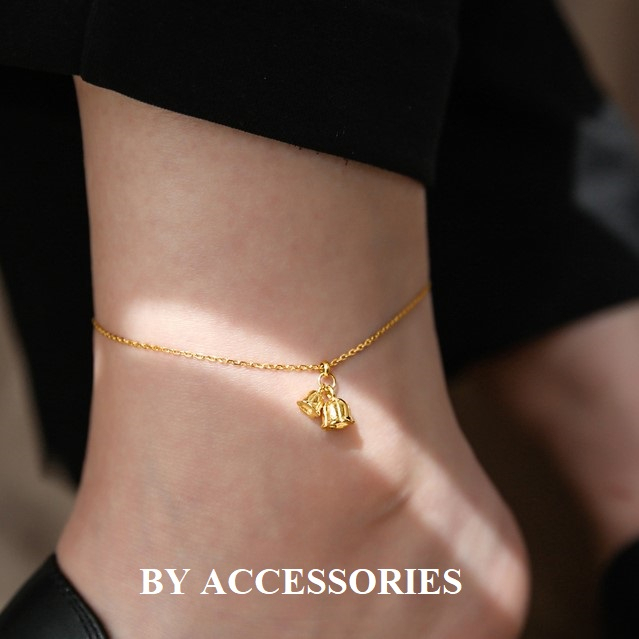Lắc chân nữ titan kiểu xích mảnh phối mặt hoa linh lan nhỏ xinh không gỉ Lily of the valley Anklet AK28