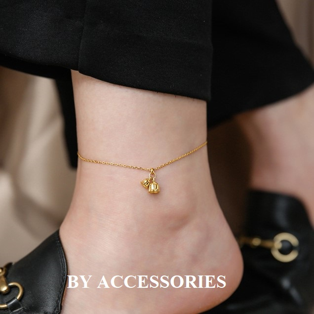 Lắc chân nữ titan kiểu xích mảnh phối mặt hoa linh lan nhỏ xinh không gỉ Lily of the valley Anklet AK28