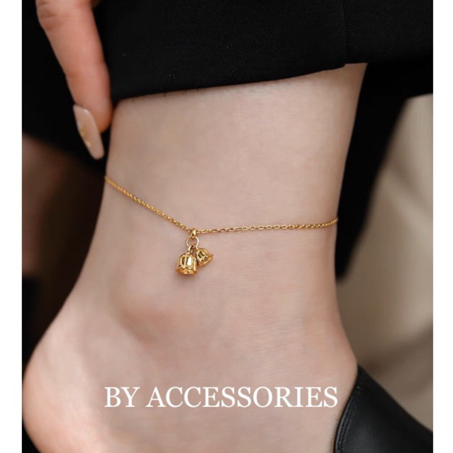 Lắc chân nữ titan kiểu xích mảnh phối mặt hoa linh lan nhỏ xinh không gỉ Lily of the valley Anklet AK28