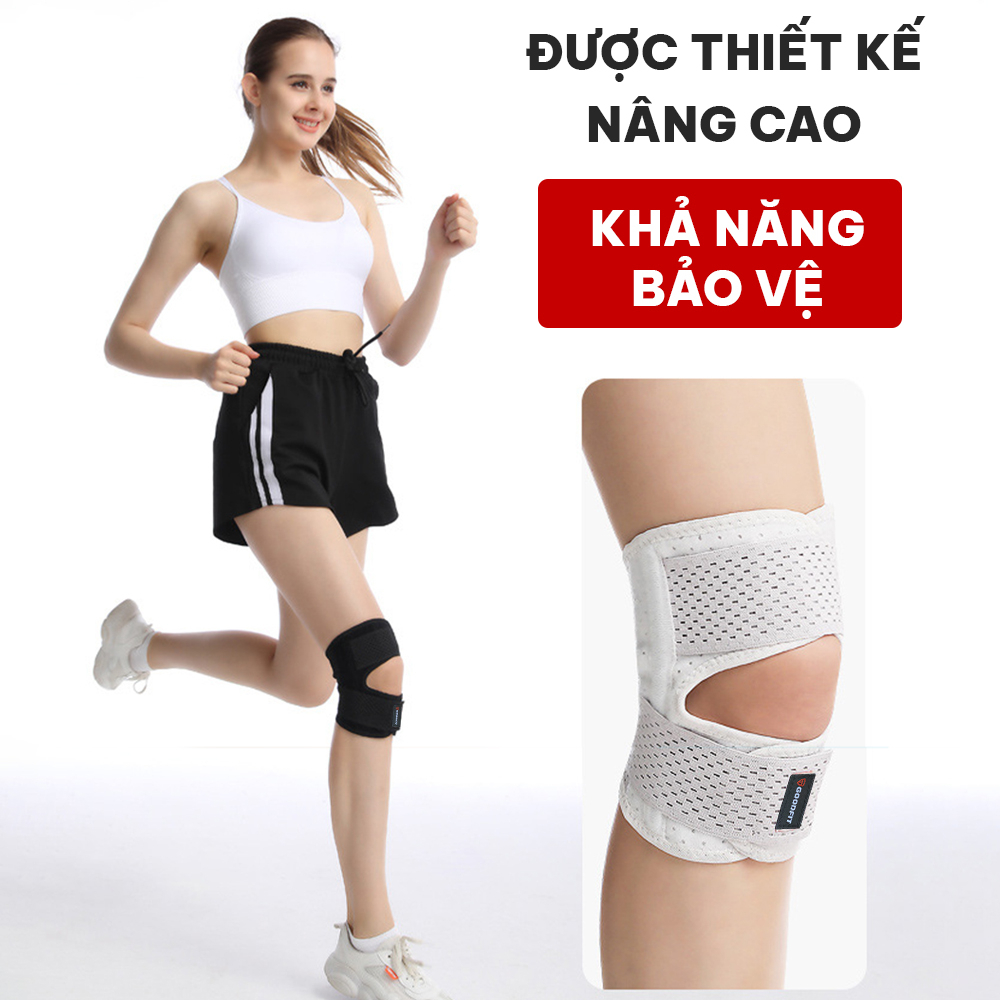 Băng đầu gối GoodFit GF526K có lò xo trợ lực, dây đai nén điều chỉnh, thoáng khí, bảo vệ khớp gối