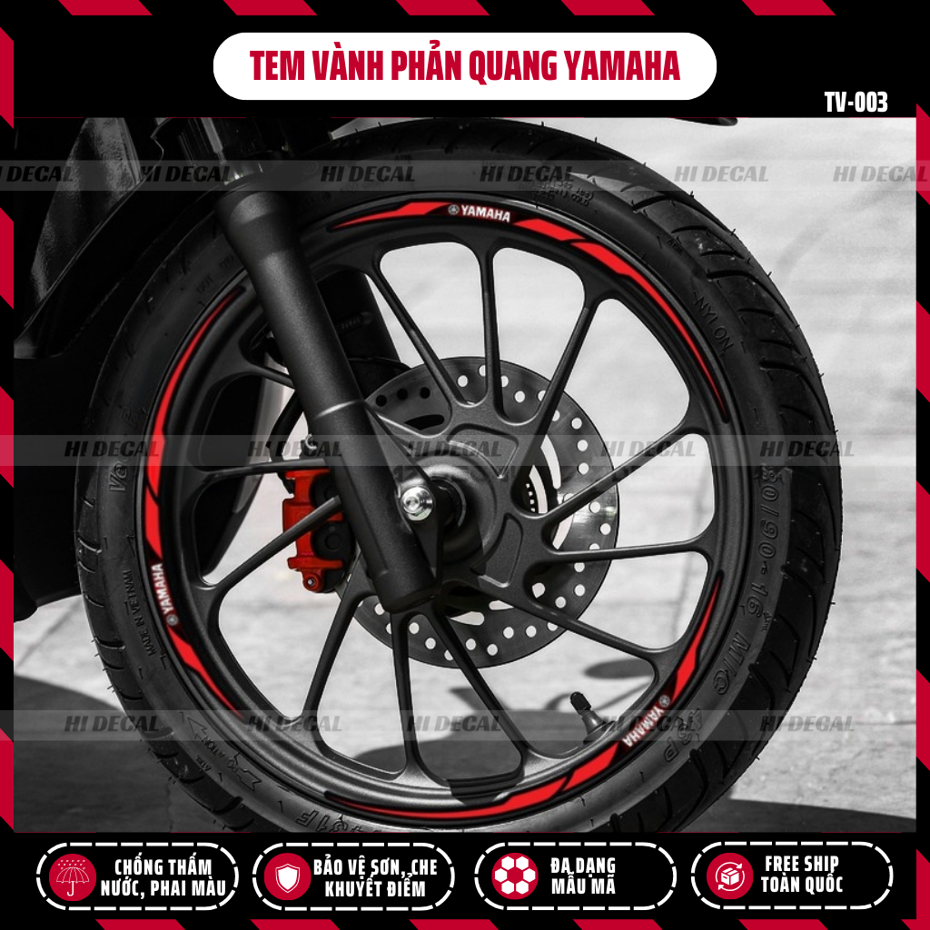 Tem dán vành Yamaha Phản Quang cho xe Sirius Exciter NVX XSR |TV003| Decal cao cấp chống nước chống phai màu