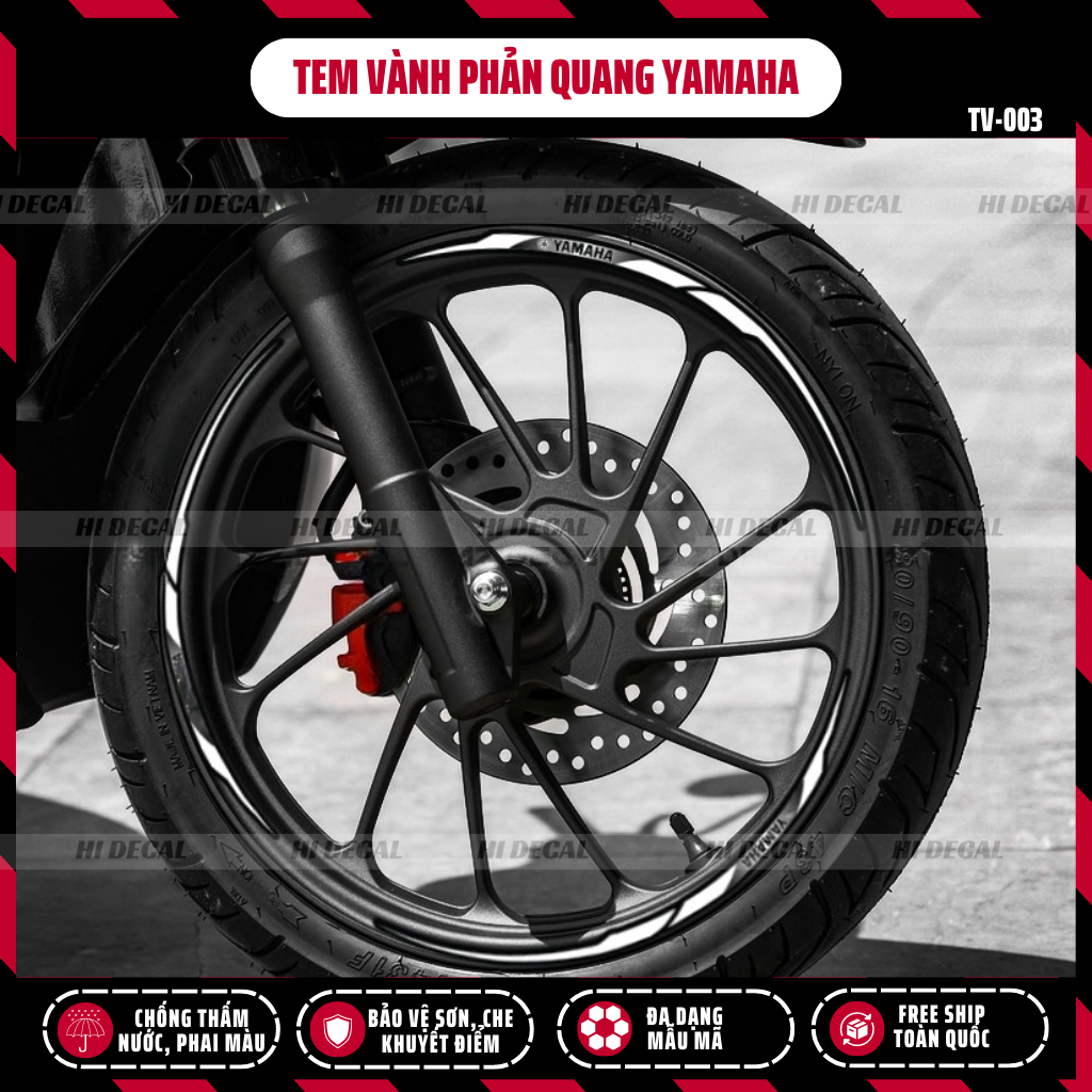 Tem dán vành Yamaha Phản Quang cho xe Sirius Exciter NVX XSR |TV003| Decal cao cấp chống nước chống phai màu