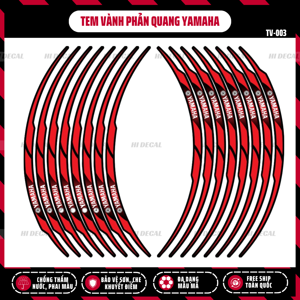 Tem dán vành Yamaha Phản Quang cho xe Sirius Exciter NVX XSR |TV003| Decal cao cấp chống nước chống phai màu