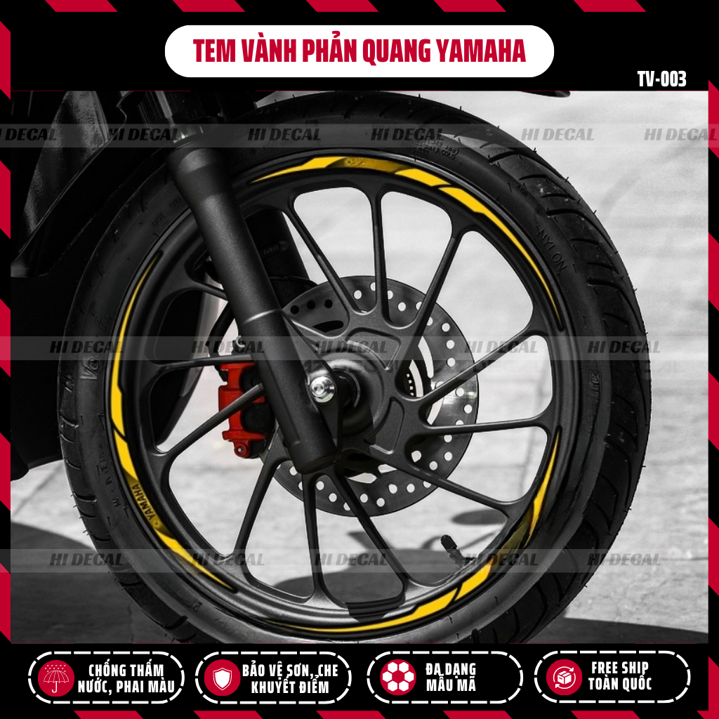 Tem dán vành Yamaha Phản Quang cho xe Sirius Exciter NVX XSR |TV003| Decal cao cấp chống nước chống phai màu