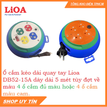 Ổ cắm kéo dài quay tay LiOA 3 ổ cắm, Ổ cắm kiểu đĩa bay dây dài 3m/5m/10m 10A
