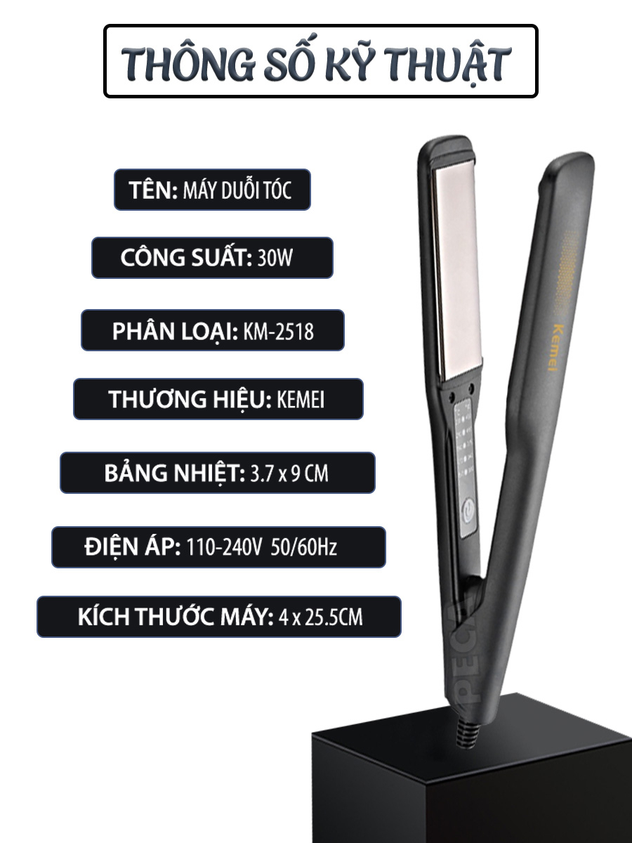 Ảnh Máy duỗi tóc điều chỉnh 5 mức nhiệt Kemei KM-2518 sử dụng được cho mọi loại tóc có thể là ép tóc, uốn cụp, uốn sóng 1