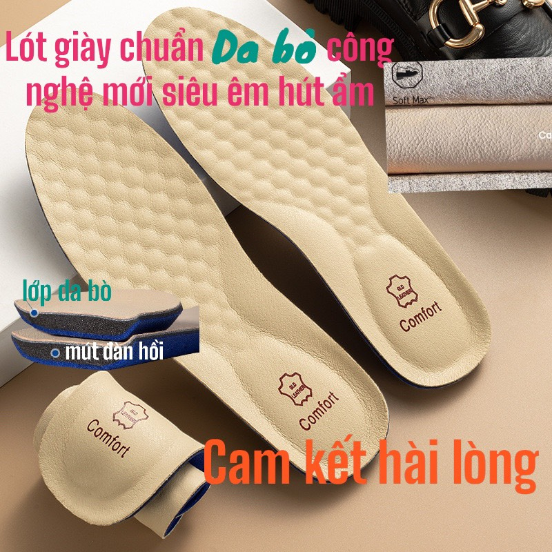 Lót giày da bò có đệm mút gót hàng chuẩn cao cấp hút ẩm khô thoáng độ bám cao