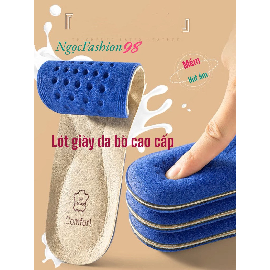 Lót giày da bò có đệm mút gót hàng chuẩn cao cấp hút ẩm khô thoáng độ bám cao