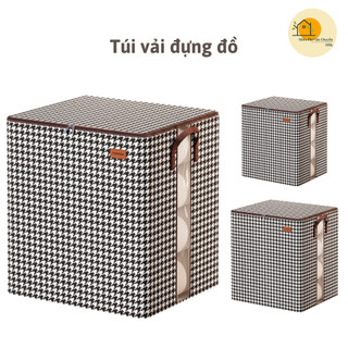 Túi Đựng Quần Áo Chăn Màn Cỡ Lớn Kẻ Caro Bằng Vải Đa Năng, Giỏ Vải Đựng Đồ Có Thể Gấp Gọn 88395 mienphivanchuyen199k