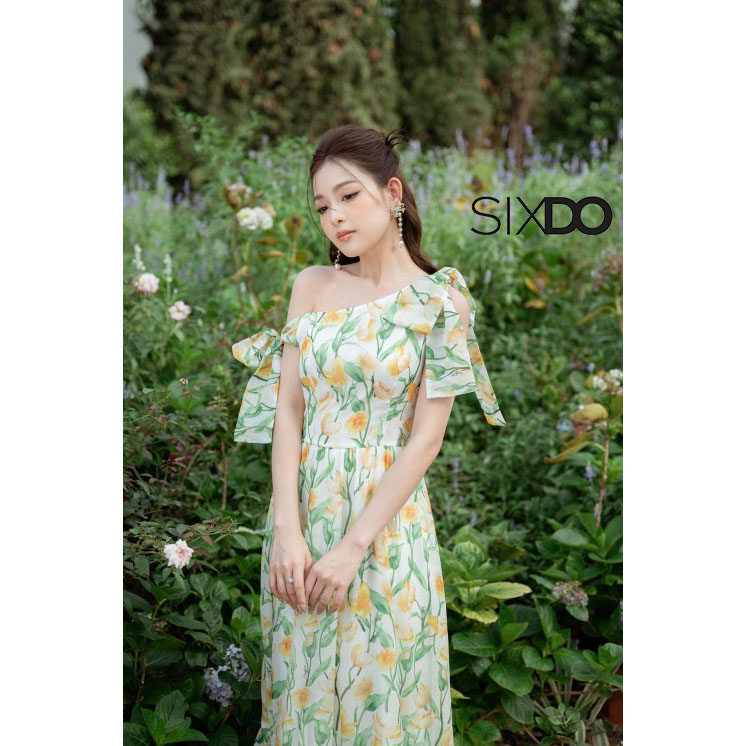 Đầm midi hoa SIXDO-Z Z-White Floral One Shoulder Midi Dress