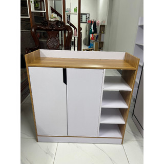 Tủ Kệ Giày cánh trắng chất gỗ MDF dày 12mm, kích thước 80x80x30cm Hãng DQ HOME