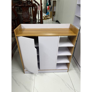 Tủ Kệ Giày cánh trắng chất gỗ MDF dày 12mm, kích thước 80x80x30cm Hãng DQ HOME