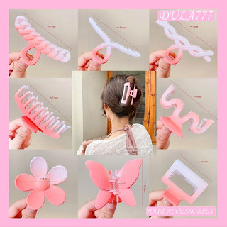 Set 8 Kẹp Tóc Nhựa màu HỒNG OMBRE Dành Cho Nữ,  Kẹp tóc càng cua HỒNG nhiều hình dạng xinh xắn dễ thương