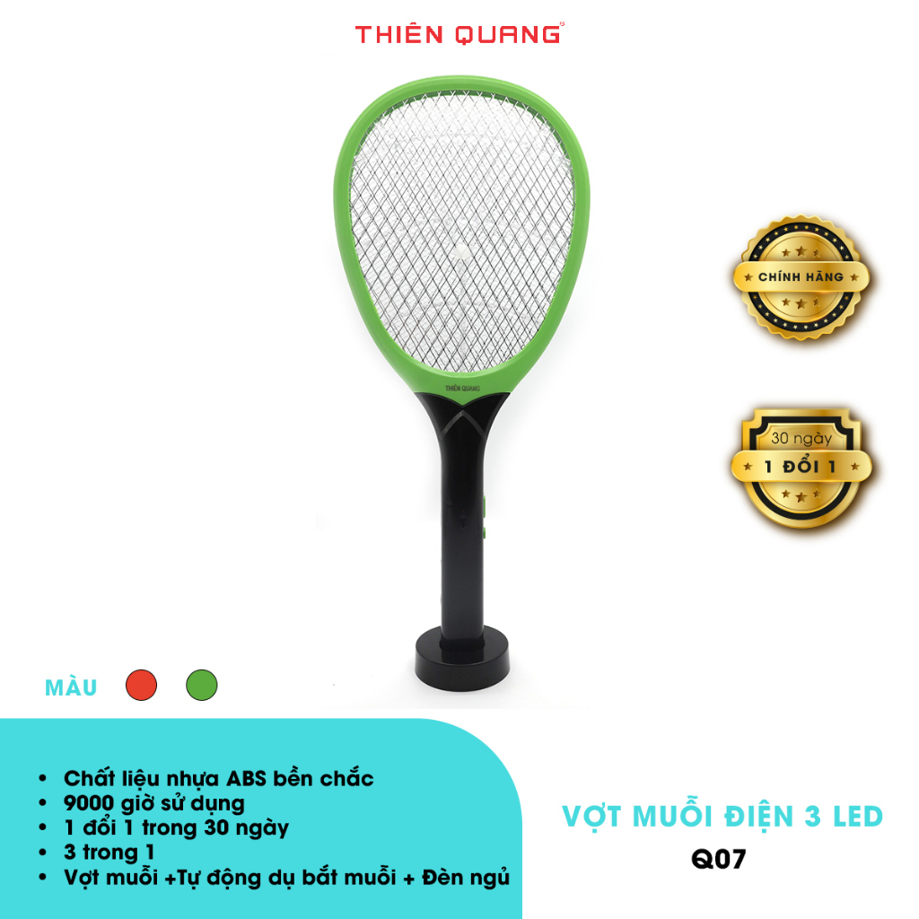 Vợt muỗi thông minh tích hợp đèn bắt muỗi tự động 3 in 1, vợt muỗi Thiên Quang , kèm đèn ngủ