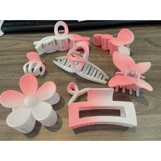 Set 8 Kẹp Tóc Nhựa màu HỒNG OMBRE Dành Cho Nữ,  Kẹp tóc càng cua HỒNG nhiều hình dạng xinh xắn dễ thương