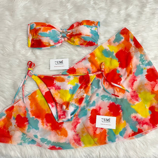 BIKINI MẢNH KÈM KHĂN HỌA TIẾT XANH NGỌC LOANG ĐỎ BIKINISTORE