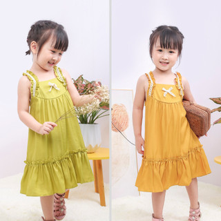 Váy bé gái hai tầng đũi boli Hàn, Đầm trẻ em tiểu thư vải trơn dáng chữ A mát mẻ mặc nhà đi chơi cho bé - Bee&Bull